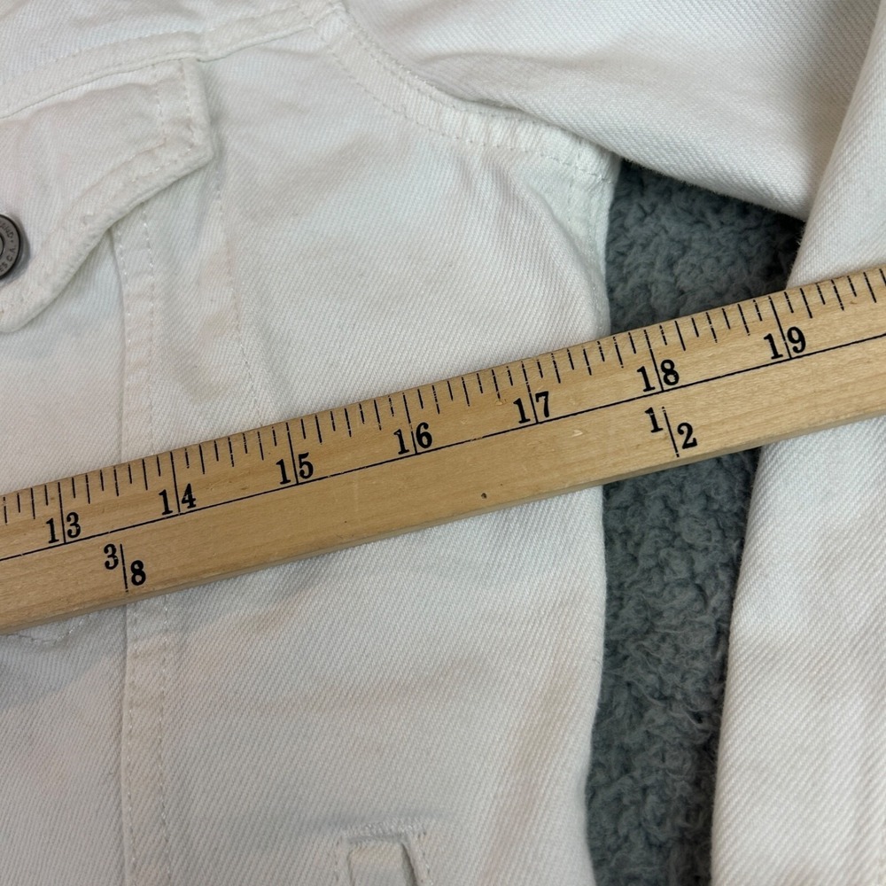Lucky Brand Jacket Women Small Petite White The Tomboy Trucker Fringe Hem - Picture 7 of 16